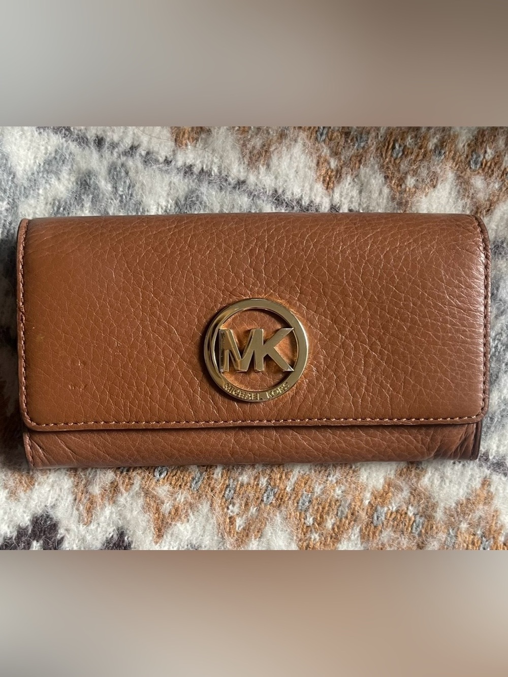 Michael Kors Fulton Genuine Leather Wallet with Gold MK Emblem NWT